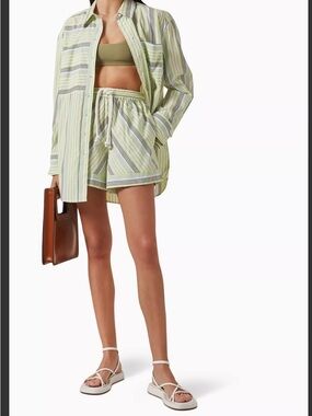 Significant Other Green Striped Cotton Button-Up Shirt